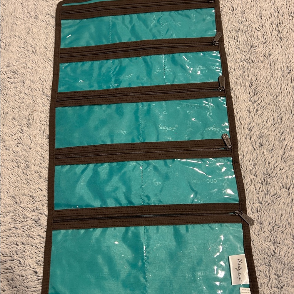 Thirty-One Teal and Brown Toiletry, Jewelry, etc. Organizer